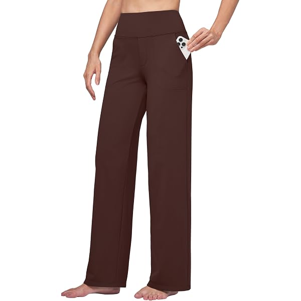 G4Free Women's Wide Leg Lounge Pants - Stretchy High Waist Yoga Pants With Pockets, Deep Grey