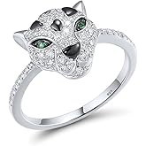 Santuzza Panther Ring 925 Sterling Silver Leopard Rings Cubic Zirconia Green Spinel Jaguar Jewelry