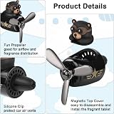 URAQT Bear Pilot Retro Car Air Freshener with 2 Fragrance Tablets Black view 6