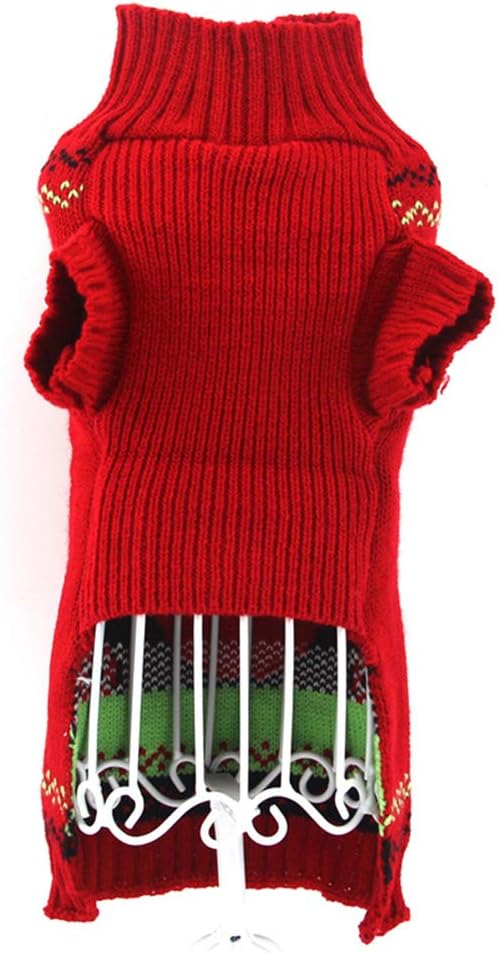 Dog Christmas Sweater - Xmas Holiday Pet Knitted Sweatshirt Winter Warm Soft Pajamas Ugly Red Deer Pattern Knitwear Costume for Small Medium Dogs - Size XL - Image 3