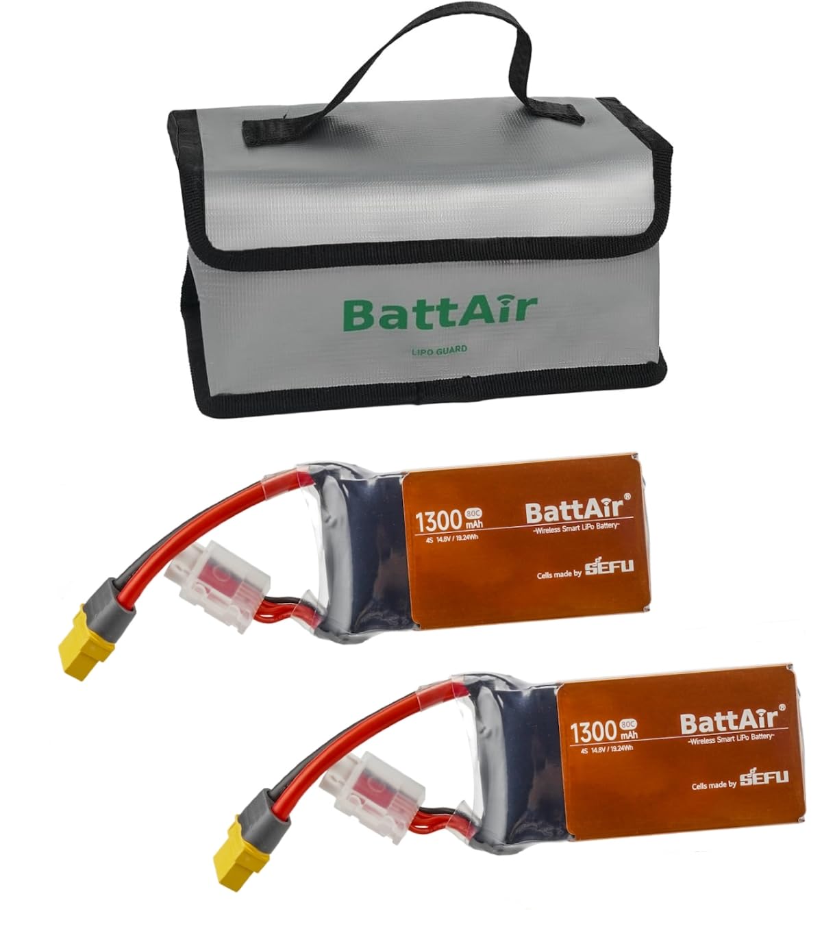 ISDT 14.8 V Smart Lipo Batteries 4S 1300 mAh 80C BattAir RC Car Battery with XT-60 Plug Hobby Batteries with Lipo Bag for RC Aeroplane Helicopter Tarpaulin Boat 1:10, Operated by Mobile Phone (2