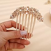 Jumwrit Crystal Bride Wedding Comb - Colorful Rhinestone Flower Hair Clip Comb, Big Floral Vintage Bridesmaid Headpiece, Bridal Hair Jewelry for Women Girls (Champagne)