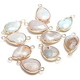 10pcs Natural Stone Quartz Agate Amazonite Connectors Pearl Links Jewelry Connectors Charms DIY for Necklace or Jewelry Making(10pcs)