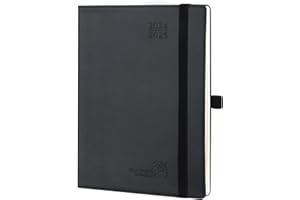 POPRUN Planner 2024-2025 (6.5'' x 8.5'') Academic Year Calendar (July 2024 - June 2025) with Hourly Time Slots, 2024 Weekly Planner for time Management, Leather Soft Cover - Black