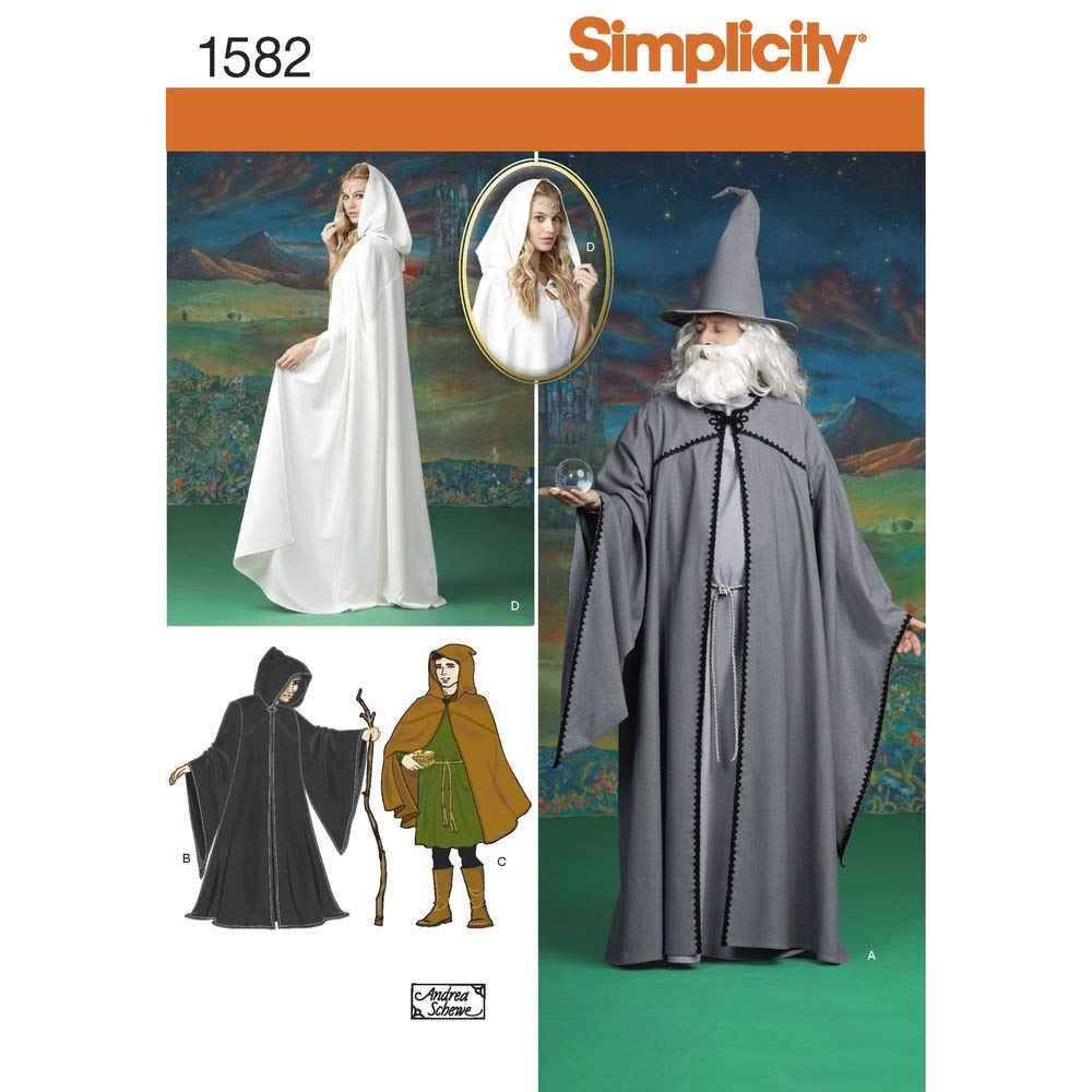Simplicity Sewing Pattern 1582: Misses, Men and Teen Costumes, Size A, Paper, White, A (XS-S-M-L-XL)