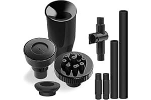 HOTTCHE Plastic Fountain Nozzle 1/2, Fountain Head for Garden, Ponds, Tabletop Fish Ponds, Use for Indoor and Outdoor, 9 Components and 5 Different Shapes for Easy Installation, Pool Aerator Nozzle