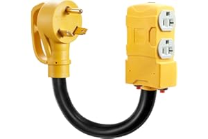 WYM world 30 Amp to 20 Amp 110V RV Distribution Adapter,TT-30P to 4 X 5-20R/15R RV 4-Prong to Mutiple Household Outlet w/ 20A