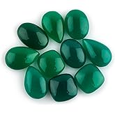 CRYSTALIS 10pcs, Natural Green Onyx Loose Gemstone Wholesale Bulk Cabochons Jewelry Making Supply, Chakra & Healing Polished Stones, Wire Wrapping, DIY, Gem Collection