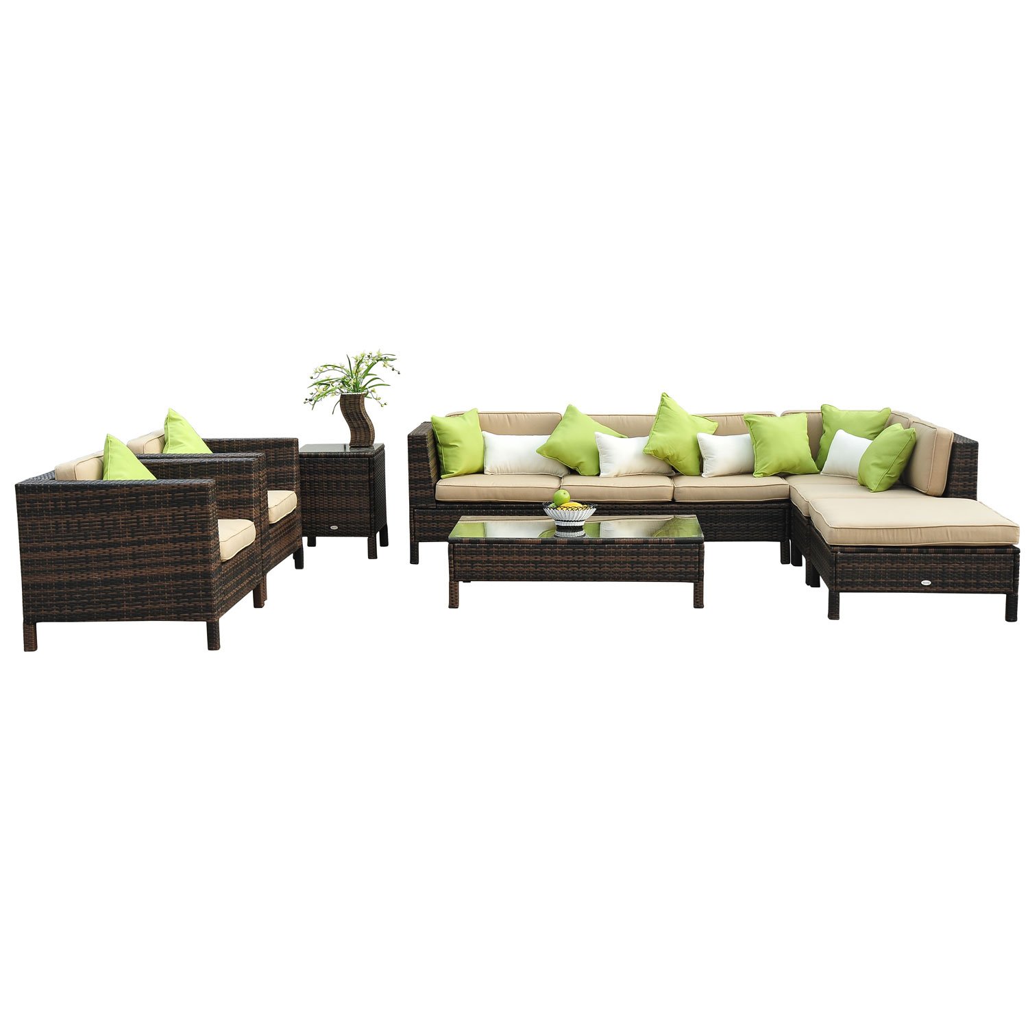 Outsunny 37-tlg. Luxus Polyrattan Gartenmöbel-Set Lounge Garnitur mit