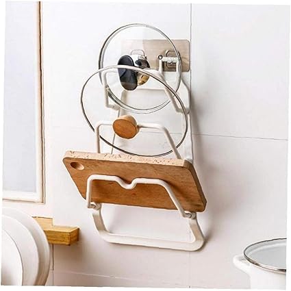 1pc Lagerung Regal Bohren Der Wand Befestigter Pot Pan Deckel Storage