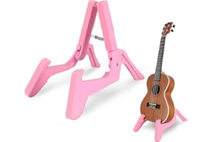 EASTROCK Folding Ukulele Stand ABS Stand for Mandolins/Violins Adjustable Portable Instrument Stand for Ukulele Accessories (Pink)