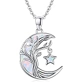 PCTJYFU Christmas Gifts Tree of Life/Celtic/Moon Necklace 925 Sterling Silver Moon Pendant Abalone/Opal jewelry for Women Sister Christmas Gifts
