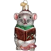 Old World Christmas Ornaments Grey Caroling Mouse Glass Blown Ornaments for Christmas Tree