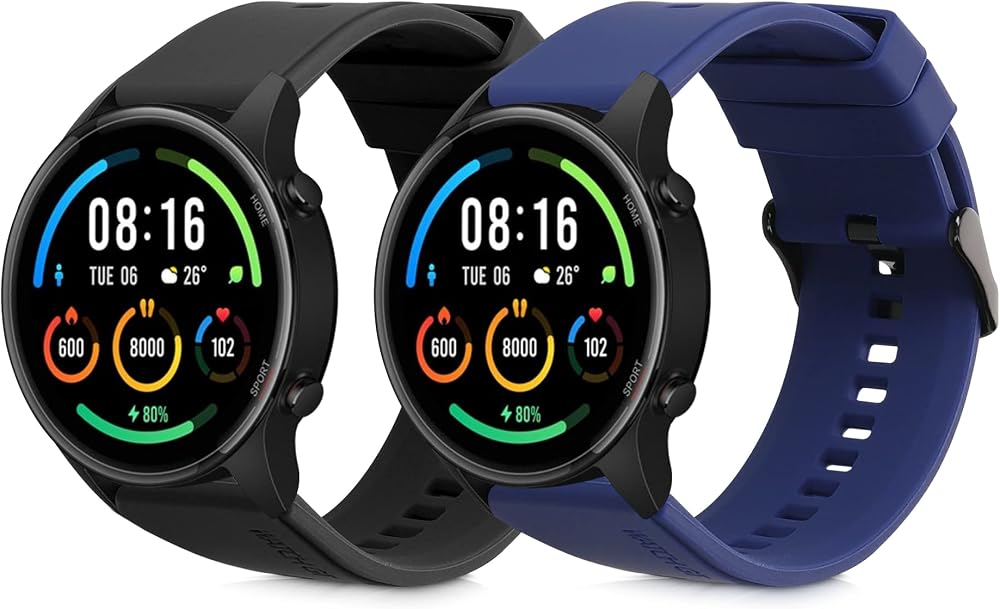 kwmobile 2x Silicone Straps for Xiaomi Watch S4 S3 S1 Active Redmi Watch 5