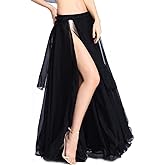 ROYAL SMEELA Chiffon Belly Dance Skirt Slit Long Belly Dancing Skirt Tribal Bellydance Skirts Belly Dance Costume for Women