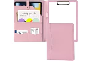 Portfolio Folder Padfolio with A4 Clipboard, PU Leather Portfolio Clipboard Business Binder Writing Clip Board Organizer for 