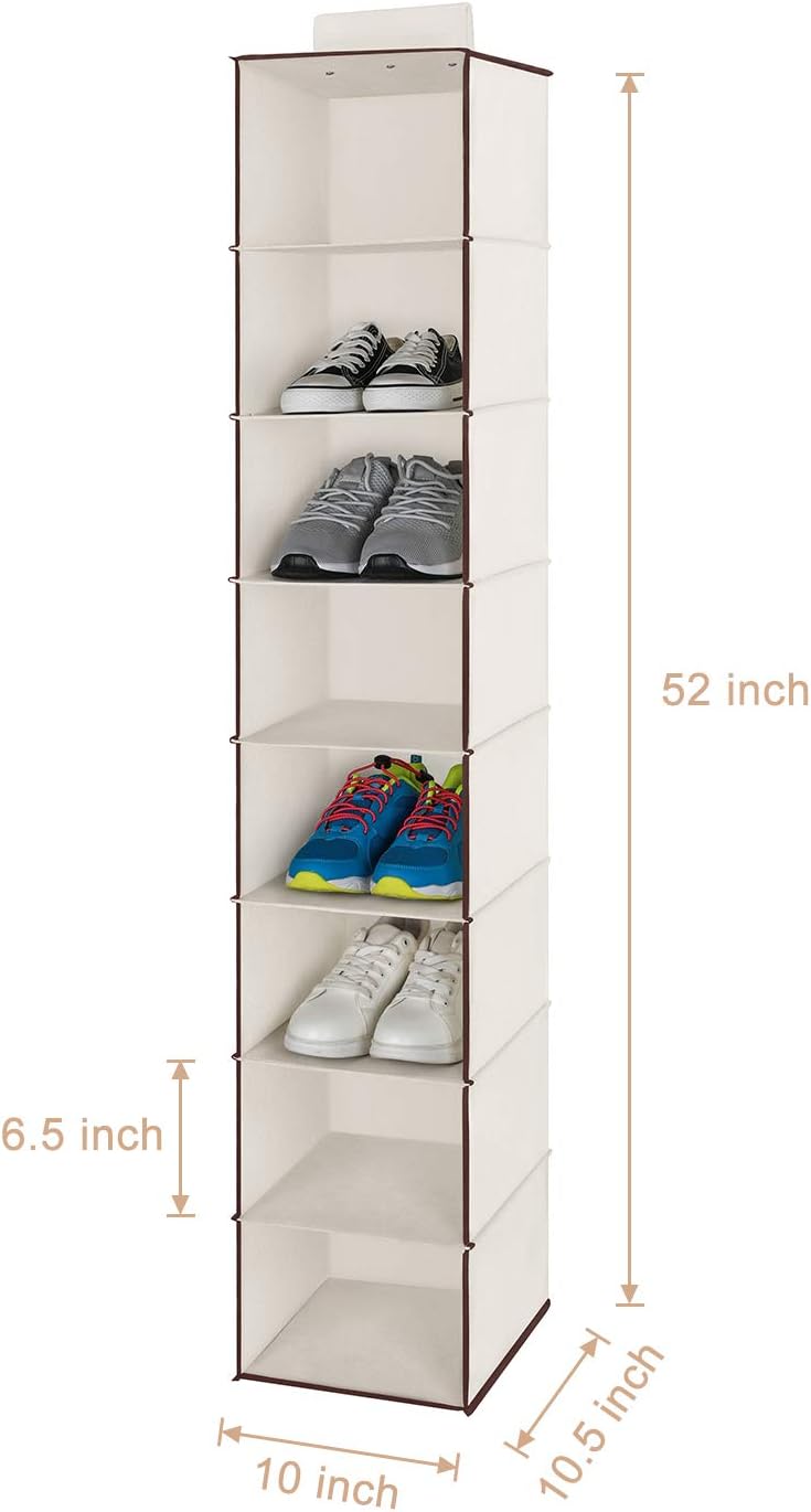 shoe racks for closets walmart on Amazon Com Maidmax 8 Tiers Cloth Hanging Shelf For Closet Organizer Hanging Dresser With A Widen Strap Foldable Off White 52 Inches High Home Kitchen