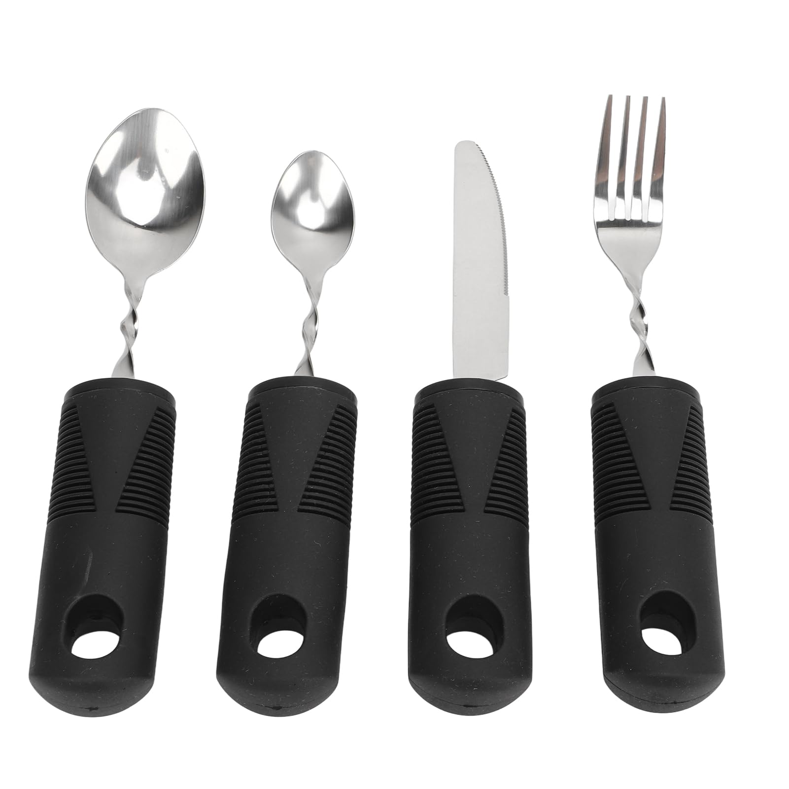 Weighted Bendable Cutlery for Disabled Hands, Easy Grip Adaptive Utensil Set with Chunky Handles for Arthritis, Parkinson's, and Hand Tremors, Dishwasher Safe Stainless Steel Silverware