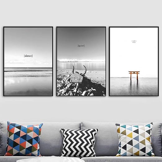 Xwartpic Strandkorb Zitate Meer Grau Landschaft Wandkunst Leinwand