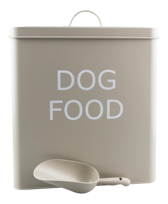 Retro-Hundefutterdose im Vintage-Look, mit dichtem Deckel und Schaufel, Olivefarben, XL, 31 cm hohe Dose