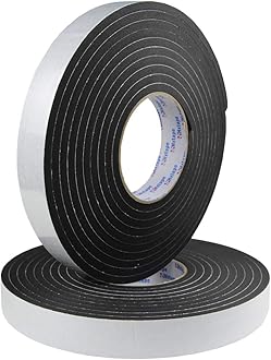 Seal Foam Tape,1/4" Thick-1"-16.5ft 2Rolls, Weather Stripping for Door and Window,High Density Single Sided Closed Cell Door Insulation Weather Strip, Black