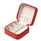 Vlando Small Travel Jewelry Box Organizer Display Storage Case for Rings Earrings Necklace - Faux Leather (Orange)