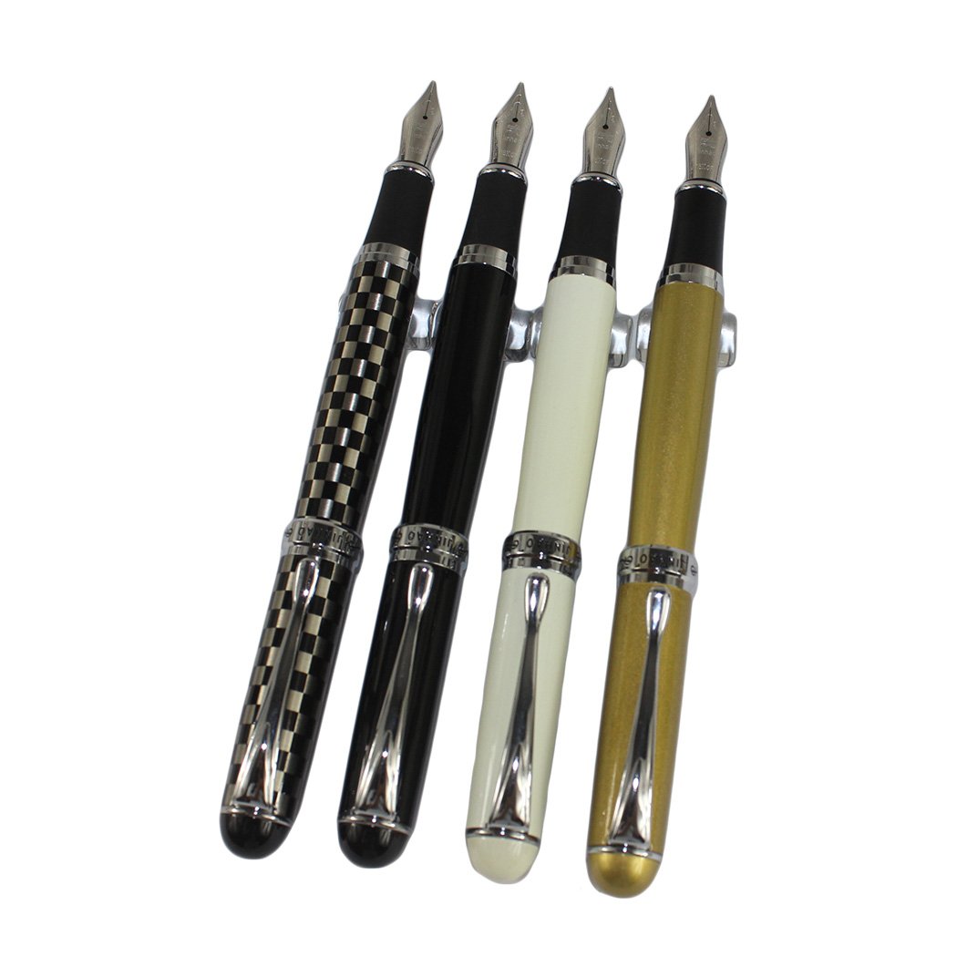 4 pcs in Gullor 250 fountain pen in 4 colours with original pen pouch and 5 colours ink cartridge set 4 color(D) + ink
