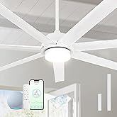 Minislak 62 inch Smart White Ceiling Fan with Light and Compatible with Alexa,6 Speed,3CCT,Quiet DC motor Indoor Oudoor Ceiling Fan for Living room or Patio