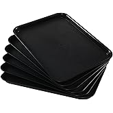 Tstorage 6 Packs Plastic Serving Tray, 17.16" x 13.38" Plastic Fast Food Trays for Eating, Black