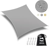 Dripex Sun Shade Sail Rectangle 2x2m Waterproof UV Block 95% Grey view 6
