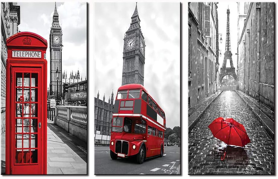 Amazon Com Black And White City Landscape Wall Art Paris Big Ben