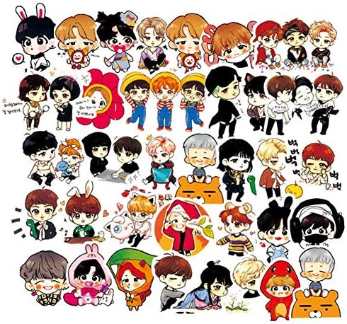yeahnow 58/63pcs Kpop BTS Bangtan Boys PVC Adhesive Sticker For Laptop Luggage Fans Gift (63)