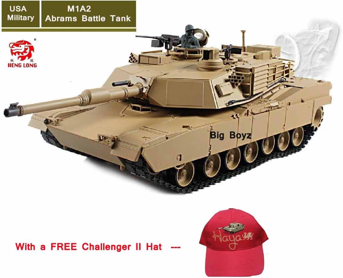by Big Boyz Heng Long Radio remote Control M1A2 Abrams Tank 2.4G -- BB shooting & Smoking & Sounding & with a FREE Challenger II Hat