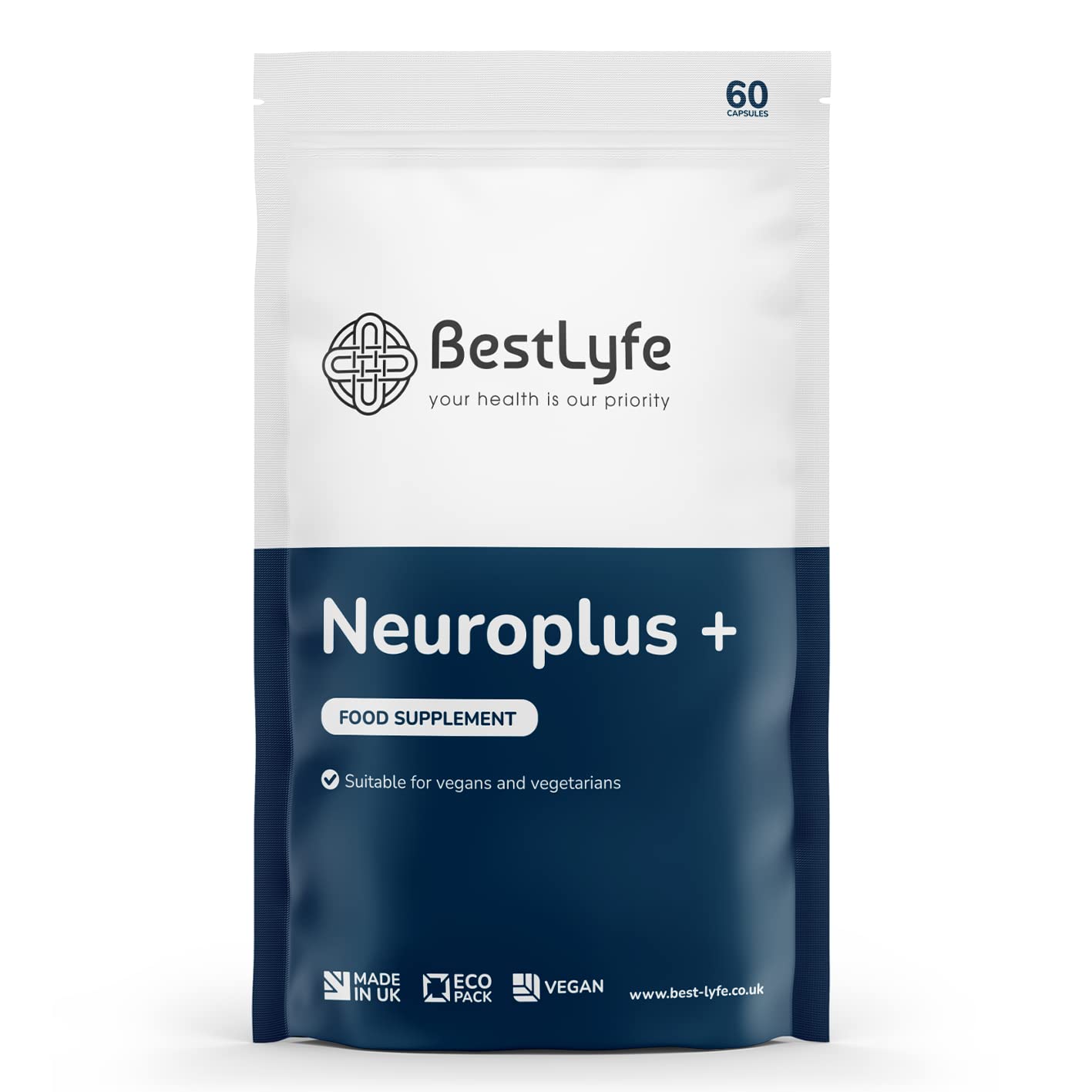 BestLyfe Neuroplus+ | 60 Vegan Caps | 13 Nootropic Ingredients | Brain Supplement and Function | Acetyl L Carnitine | Green Tea | Alpha Brain | Ginkgo Biloba | L-Theanine | Nootropics | Brainzyme