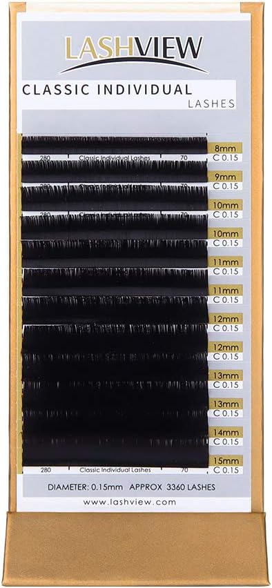 LASHVIEW Eyelash Extensions, Premium Single Classic C Curl, 0.15 Thickness, 8-15mm Mixed Tray, Natural Semi Permanent - Image 4
