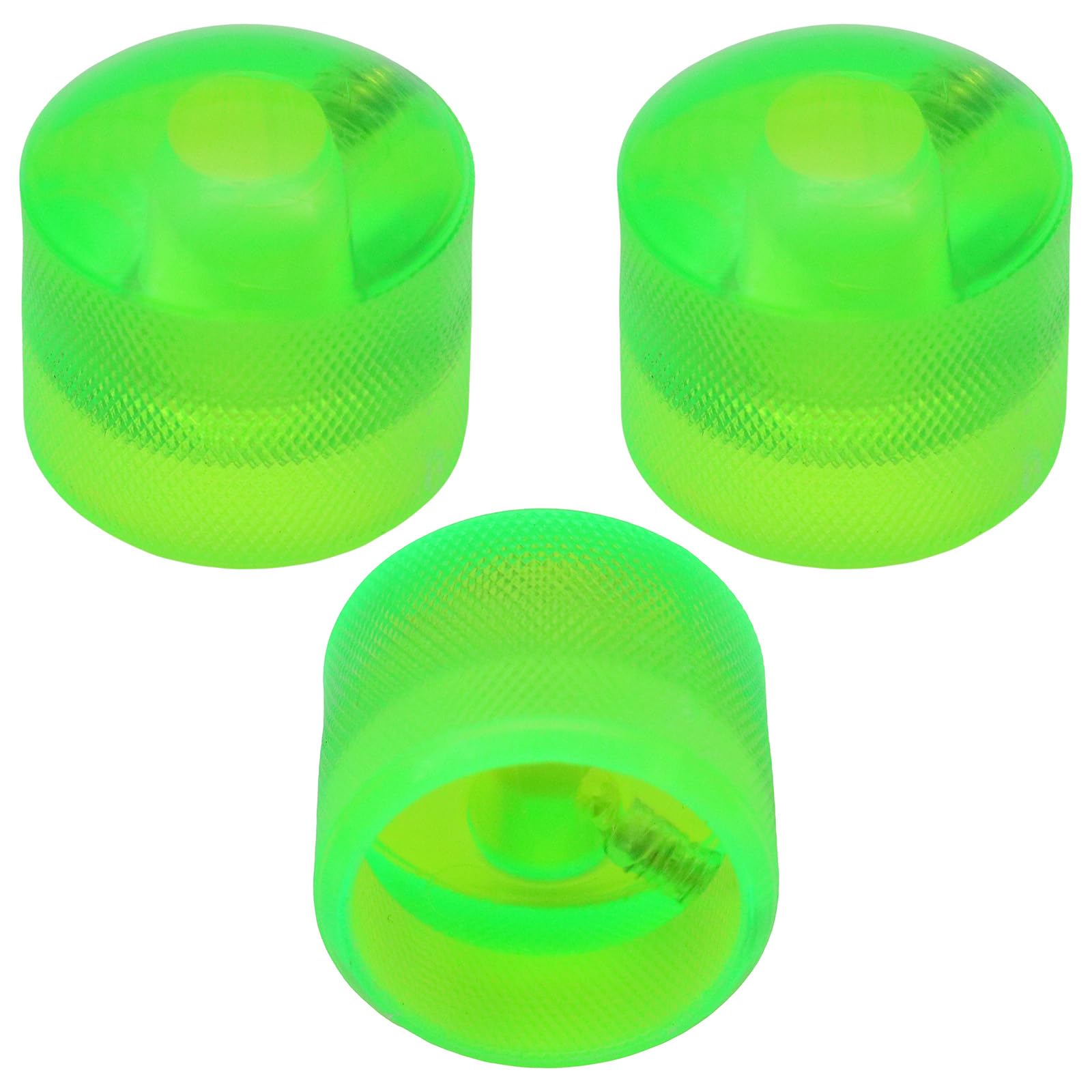 Pack of 3 6mm Round Hole Translucent Colour Domed Top Guitar Tone/Volume Control Knob (Green)