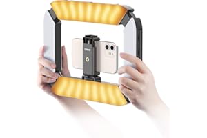 PICTRON Smartphone Video Rig ULANZI U200 Camera Video Rig Phone Video Stabilizer LED Ring Light Selfie Light for Smartphone, Action Camera, YouTube, Vlogging, Filmmaking, Makeup