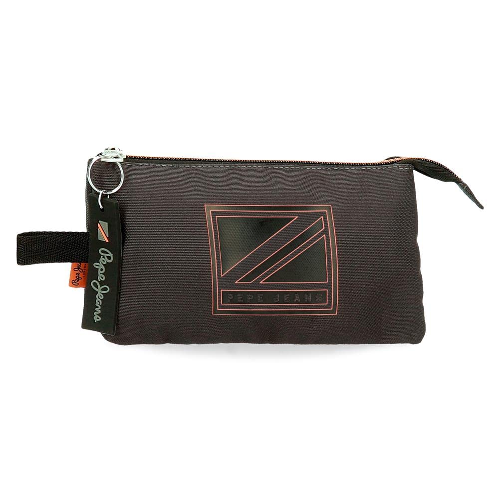 Pepe Jeans Cody Triple Pencil Case Black 22x12x5 cm Polyester