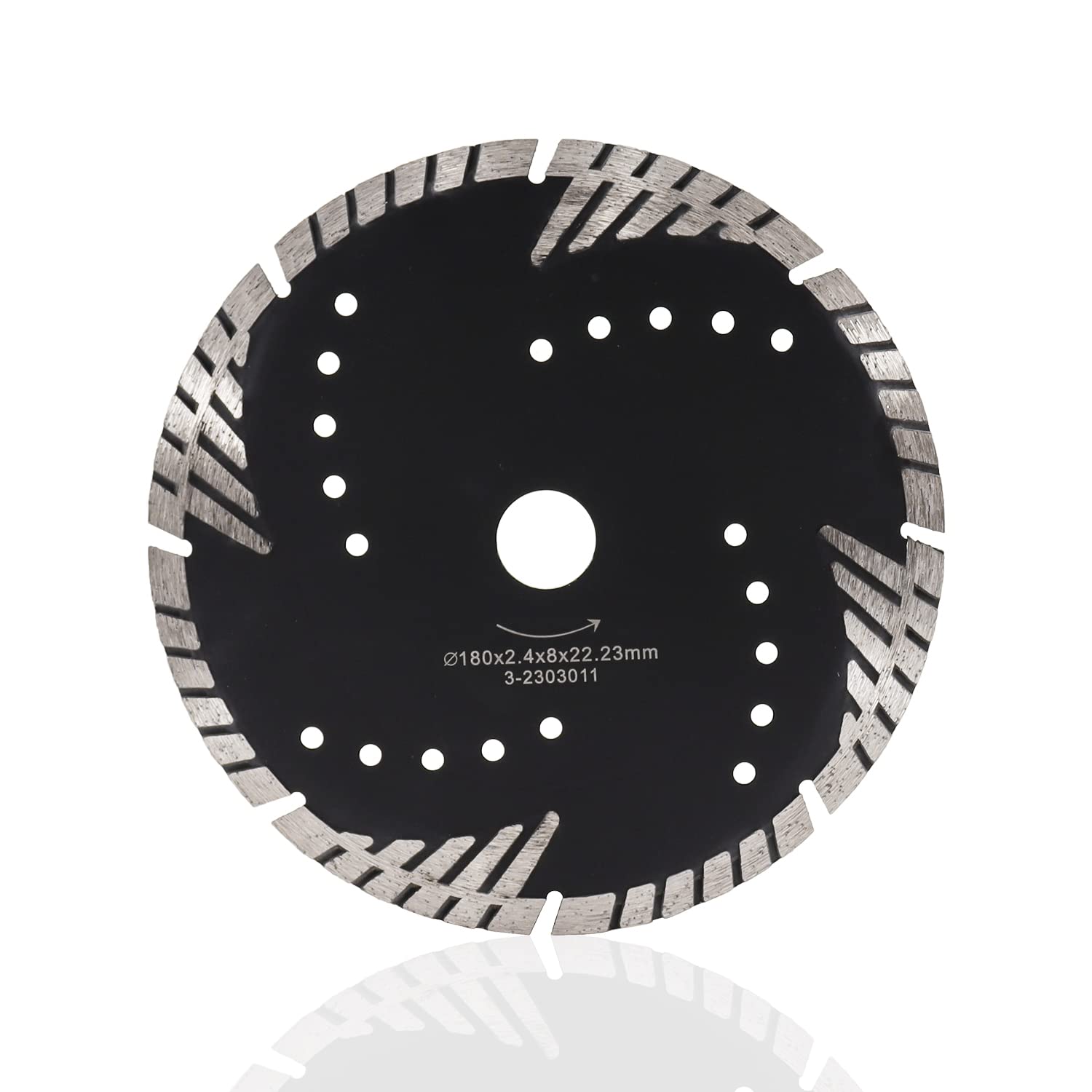 Z-LEAP Diamond Turbo Blades 8 MM Segments Saw Blade for Granite Mable Tile Concrete and Bricks Dry/Wet, 7 Inch