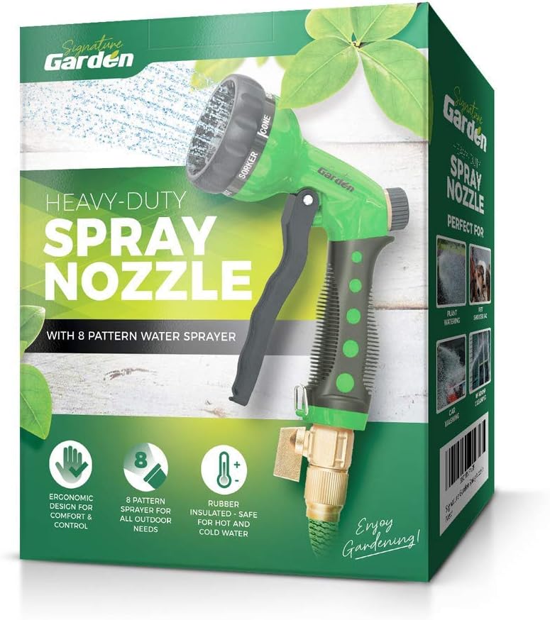 Signature Garden Heavy-Duty Nozzle, Comfort-Grip 8 Different Spray Patterns for Watering Lawns, Washing Cars & Pets : Garden & Outdoor