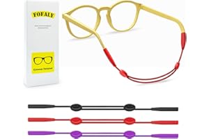 FOFALY Kids Glasses Strap, No Tail Eyeglasses Strap For Kids 3Pcs, Age 3-12 Baby Sunglasses Straps for Girls, Boys, Toddler, Adjustable Eyewear Retainer for Sports (Black, Red, Purple, 9.5in)