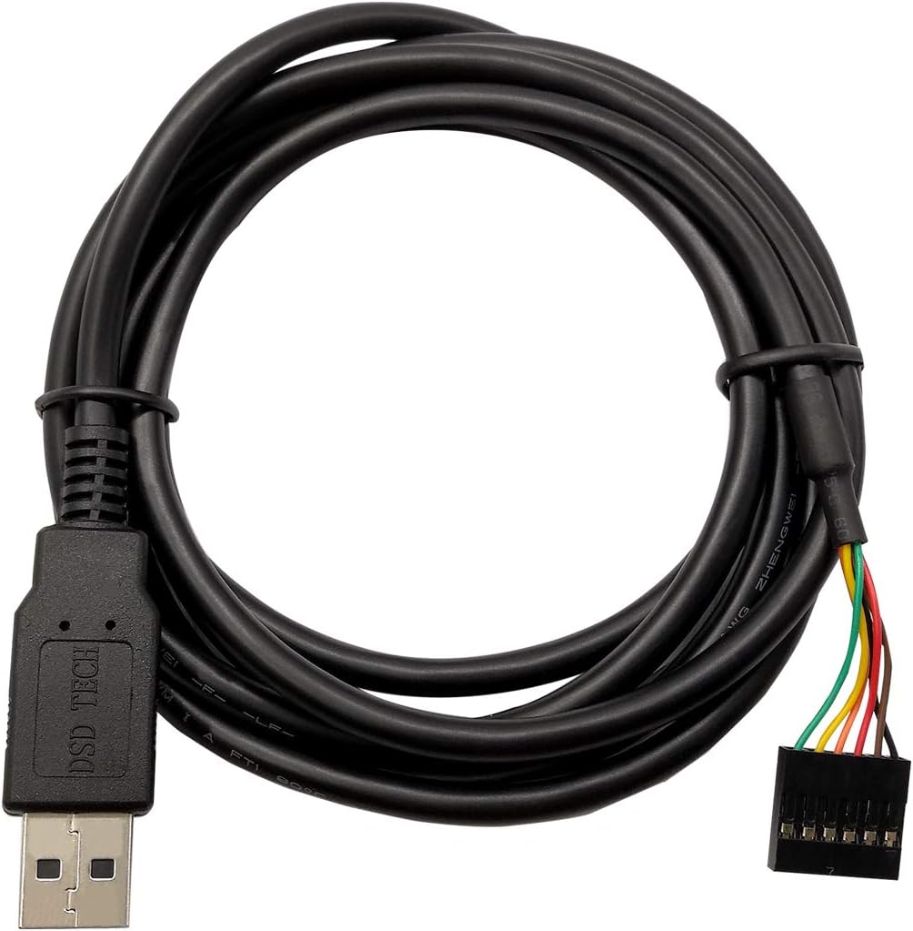 DSD TECH SH-U09G USB to TTL Serial Cable Built-in FTDI FT232RL IC 1.8M/5.9FT, Black, 1.8 meter