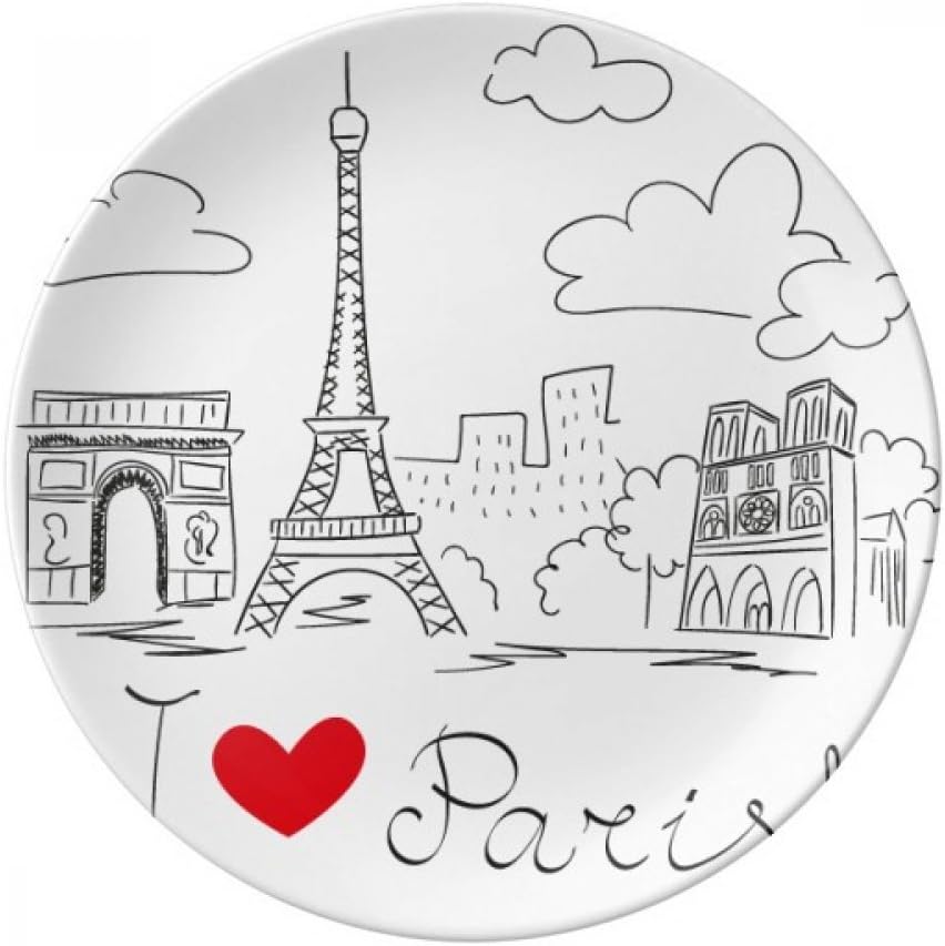 Amazon Com I Love Paris France Eiffel Tower Line Dessert Plate