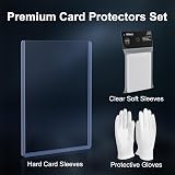 Mlikero 200 Card Sleeves 3x4 Inch Hard Plastic + 100 Clear for MTG Sports view 3