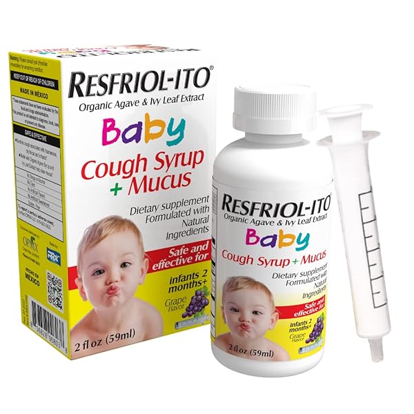 RESFRIOLITO BABY COUGH SYRUP + MUCUS 2 FL OZ INFANTS 2 MONTHS AND OLDER, NATURAL GRAPE FLAVOR WITH ORGANIC AGAVE, 2 FL OZ BOTTLE