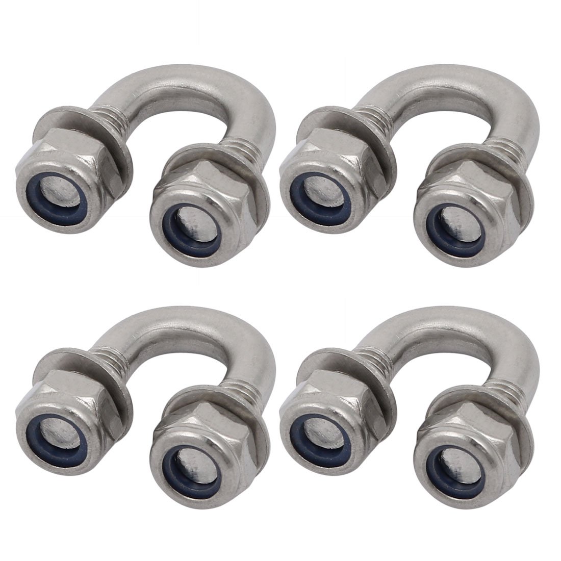 sourcing map 4pcs M6 Thread 304 Stainless Steel Round Bend U Bolt for 8mm Pipe Outer Dia
