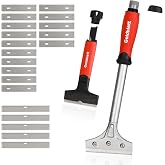 Goldblatt 2 Pieces Glass Scraper Set with 20pcs Blades, Razor Scraper Tools | Razor Blade Scraper, 12" Long for Reach, Soft Grip, Remove Adhesive, Sticker, Paint &amp; Decal, for Window, Tile &amp; Floor