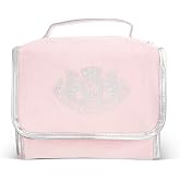 Juicy Couture Pink Makeup Bag, Terroir Dog Rhinestone Crown, Hanging Hook | Silver Handle, Velour Cosmetics Organizer, Travel Essentials