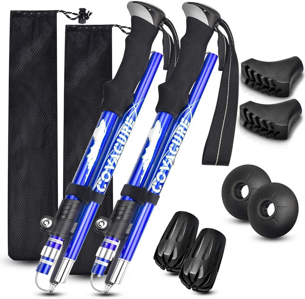 Trekking Poles Collapsible Hiking Poles - Aluminum Alloy 7075 Trekking Sticks with Quick Lock System, Telescopic, Collapsible, Ultralight for Hiking, Camping : Sports & Outdoors