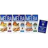 Old London Melba Snack Dipping Crackers 3 Flavor Variety Plus Recipe Booklet Bundle, 1 each: Roasted Garlic, Sesame, Sea Salt
